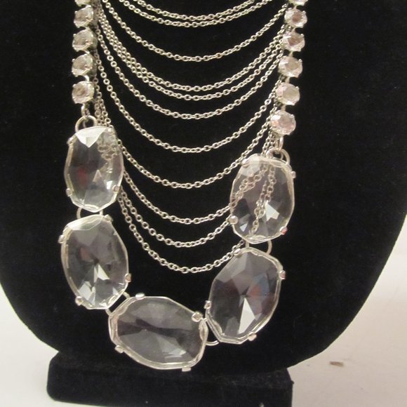 Long BOLD Rhinestone Chain Statement Necklace EUC - Picture 7 of 13